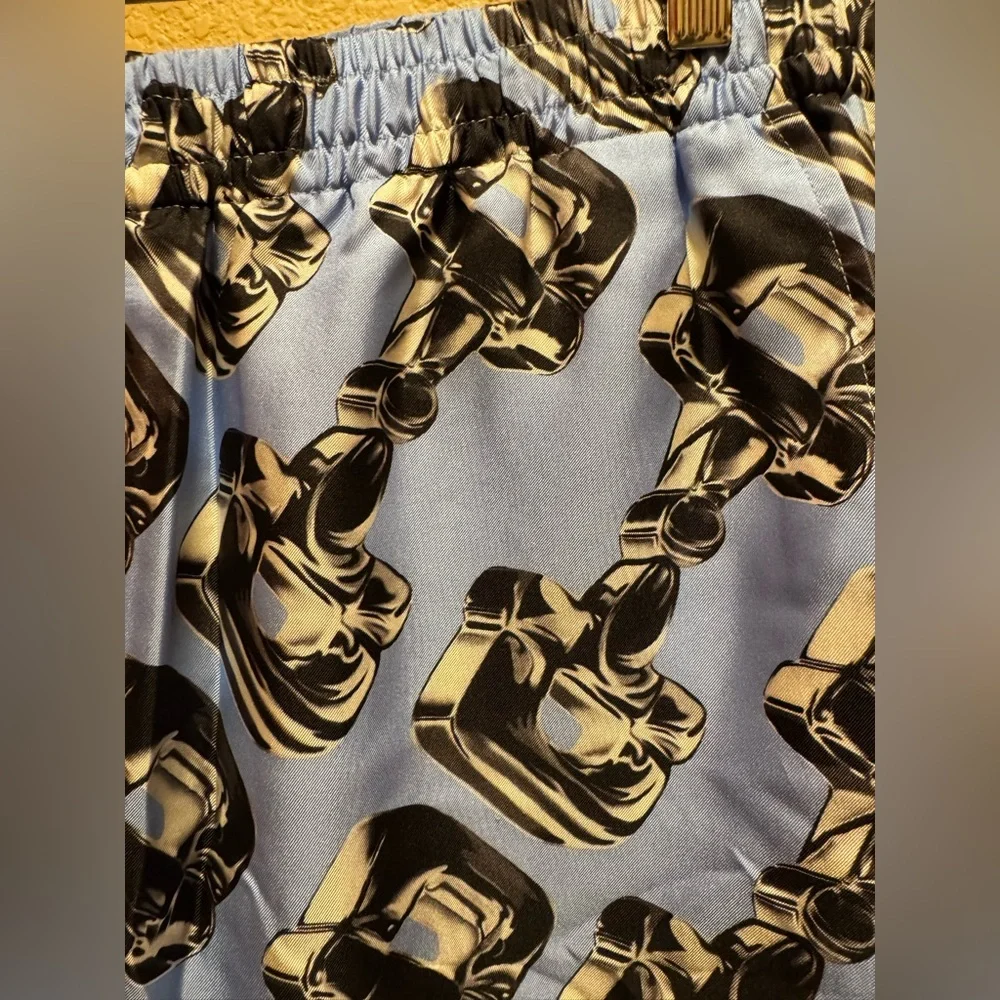 New Gucci Horsebit Logo Silk Shorts Blue Black Size IT 54 / US L 36 - 40 Waist